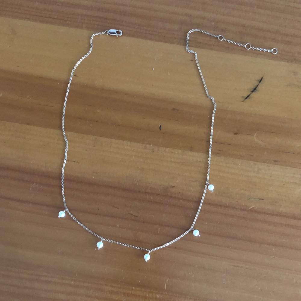 Made by Mary five floating pearls gold necklace